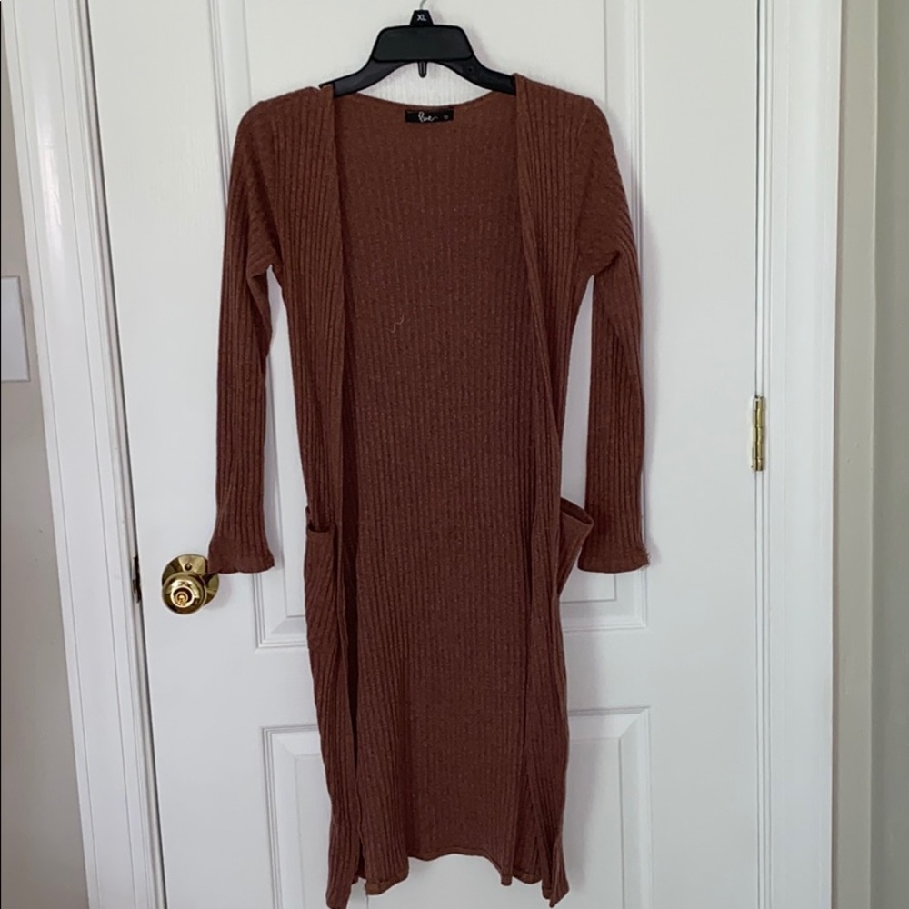 Tan/ Brown long Cardigan with Pockets